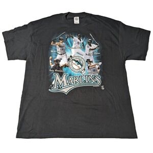 VTG 2003 FLORIDA MARLINS‎ WORLD SERIES DYNASTY Men XL Black T-Shirt EUC